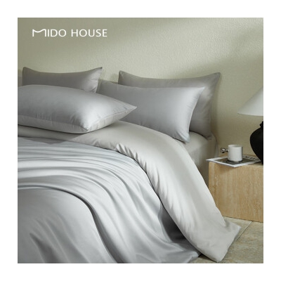 MIDO HOUSE銘都60支新疆長(zhǎng)絨棉純棉簡(jiǎn)約純色床單四件套 薄暮灰1.5m床單款